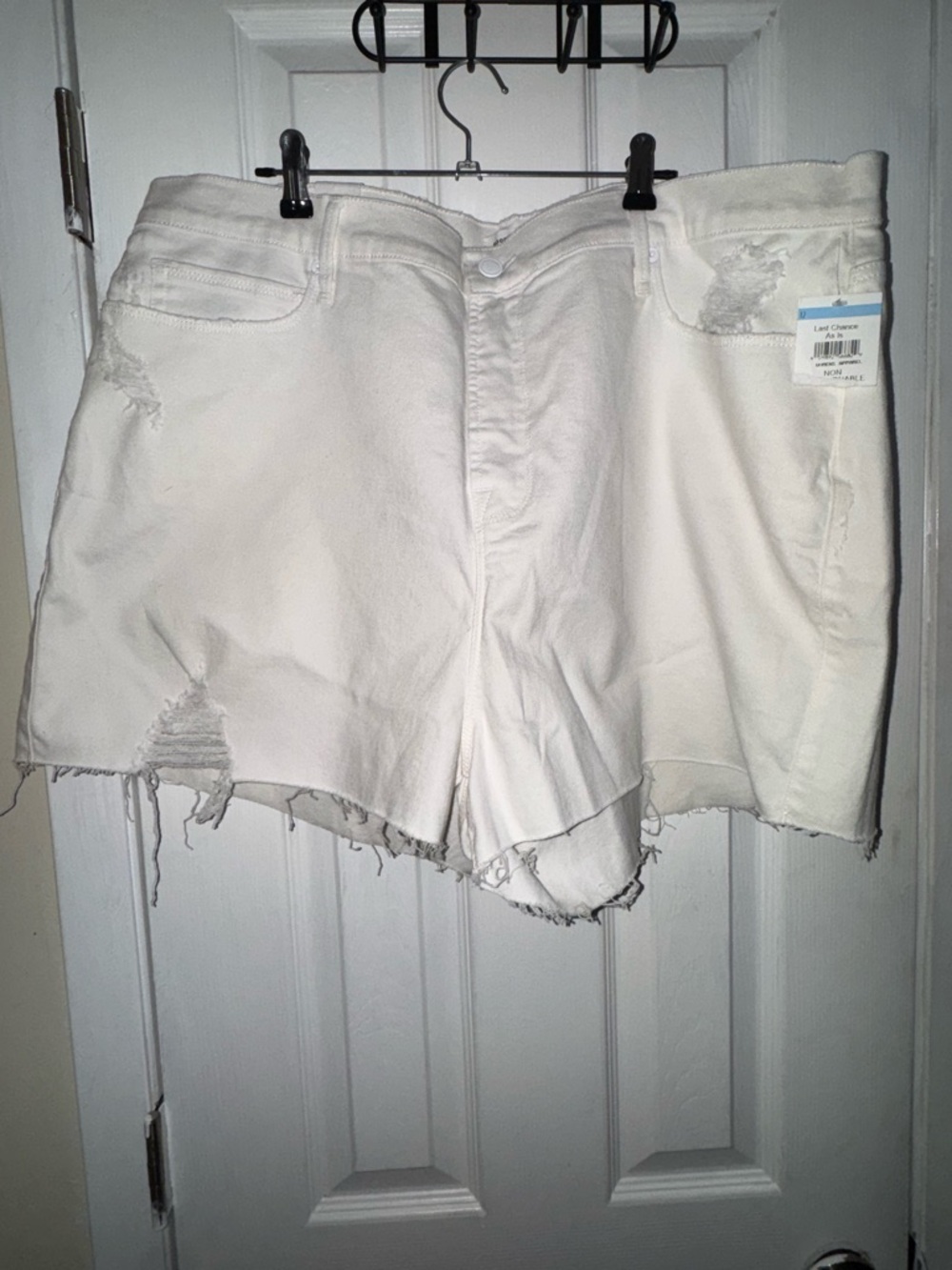 Good American White Distressed Denim Cutoff Shorts